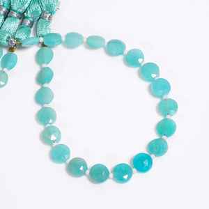 ลูกปัดอัญมณีรูปเหรียญแฟนซีแบบเหลี่ยมเพชรพลอยสำหรับทำเครื่องประดับหินสีฟ้า10-11มม. - Product Image 2