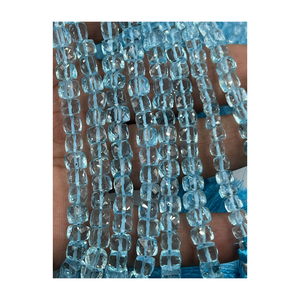 ลูกปัดทรงเหลี่ยมเพชรพลอยบุษราคัมสีฟ้าธรรมชาติขนาด6ถึง7มม. ขนาด8นิ้วสำหรับทำเครื่องประดับ - Product Image 2