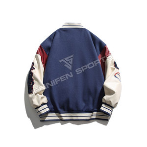 Nouveaux patchs de broderie Chenillie Varsity Jacket de la meilleure qualité, laine de coquille, manches en cuir, fermeture à bouton, doublure matelassée à l'intérieur - Product Image 2