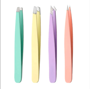 Pince à épiler professionnelle en acier inoxydable, pointe droite colorée, lot de 4, étui inclus, étiquette privée personnalisée, ensemble de pinces à épiler 9 cm - Product Image 3