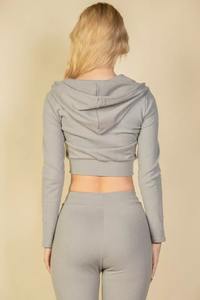 Veste personnalisée streetwear sweat à capuche zippé pour femme mode sweat à capuche uni blanc manteau pour femme sweat à capuche zippé gris - Product Image 6