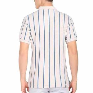 Hombres Casual de manga corta transpirable logotipo personalizado venta al por mayor de alta calidad de algodón a rayas hombres camisetas Polo camisa - Product Image 2