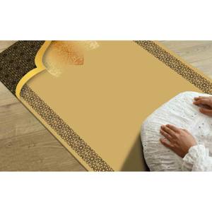 <b>Gold</b> Islamic Prayer Rug: Elegant Muslim Worship Printed Rug,Nonwoven Thin Rug - Product Image 2