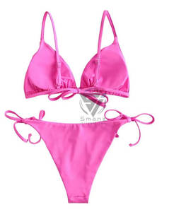 Nouveauté Bikini brésilien taille haute pour femme, maillot de bain sexy à une épaule, volant, 3 couleurs, motif uni, matière spandex/nylon - Product Image 5