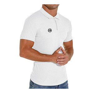 เสื้อยืดโปโลผ้าโพลีเอสเตอร์สำหรับผู้ชายปรับแต่งได้พร้อมการปักลายสีพื้นการออกแบบการพิมพ์สั้นบริการ OEM - Product Image 4