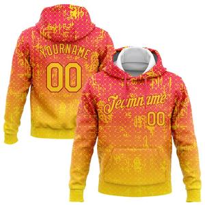 Personalizado cosido rojo oro 3D patrón diseño gradiente abstracto cuadrícula línea deportes pulóver Sudadera con capucha - Product Image 1