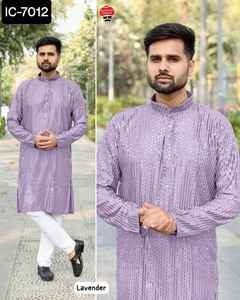Indian <b>Men's</b> Wear Traditional Ready to Wear Fancy Kurta with Embroidery and Sequence Work <b>Mens</b> Wear Kurta with Wholesale Price - Product Image 5