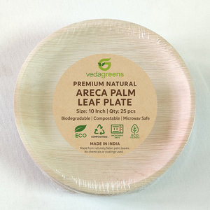 แผ่นใบปาล์ม Areca 10นิ้วเป็นมิตรกับสิ่งแวดล้อมแผ่นแบบใช้แล้วทิ้ง25ชิ้นกันรั่วและยั่งยืนสำหรับงานปาร์ตี้หรือใช้กลับบ้าน - Product Image 4