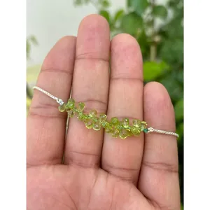 925 Silver Peridot <b>Beads</b> Chain <b>Bracelet</b> for Gift Occasions - Product Image 3