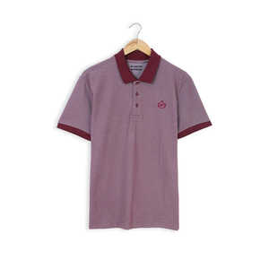 Tissu piqué de marque 6XL pour polo bordeaux coupe ajustée Caractéristiques anti-rides et compressées Motif brodé à carreaux foncés - Product Image 1