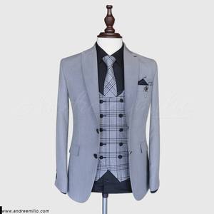 Nuevo negocio Casual mejor hombre vestido novio boda Slim Fit hombres 3 piezas traje de un solo pecho cuello mandarín esmoquin Formal Homme - Product Image 3