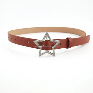 Pretina Retro brillante con diamantes de imitación para mujer, hebilla de estrella Y2K, cinturón de cuero PU rosa, decoración de novia adornada elástica para niña - Product Image 3