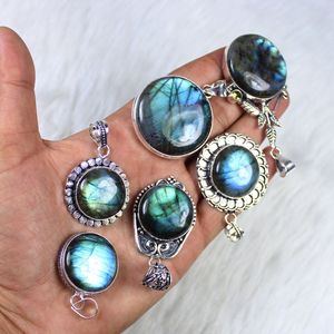 ดีไซน์เนอร์สไตล์โบฮีเมียนจี้อัญมณีลาบราดอไรต์สีฟ้าฝังขอบเทคโนโลยีขายส่งขายปลีก - Product Image 5