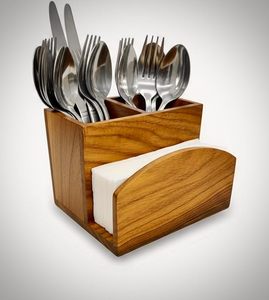 Porta Cucharas Rústico Hecho a Mano de Madera Natural de Tres Niveles Ajustable, Estructura Resistente para Cocinas de Estilo Rústico, Venta al por Mayor - Product Image 1