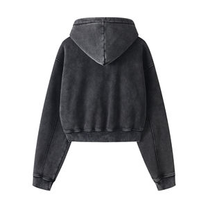 Heavy 355GSM Custom Women's Oversize Fleece Hoodie Sudadera con cremallera de alta calidad Top para Winter Crop Hoodie - Product Image 5