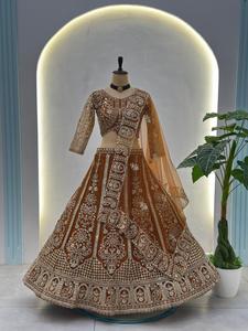 Última Moda en Vestidos de Novia y Festivos para Mujer, Lehenga Choli de Malla de Mariposa con Lentejuelas y Bordado de Cuentas - Product Image 4