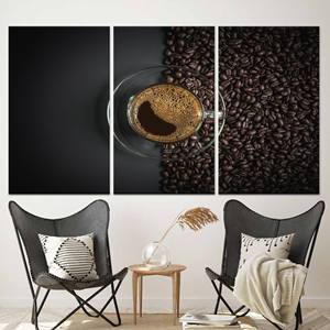 Arte impreso en lienzo para pared: elegante decoración de café con taza de café, lienzo envuelto en 3 capas - Product Image 1