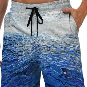 Pantalones cortos de secado rápido ecológicos de verano para hombre, 100% algodón, bolsillos con cordón, estilo callejero sólido, tejido no tejido para la playa - Product Image 2