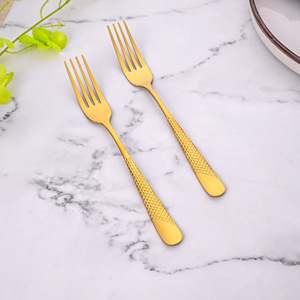 Timeless Stainless Steel Golden <b>Dinner</b> Forks <b>Set</b> of 2 Tableware with Tea Spoon Production Metal Material - Product Image 1
