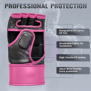 Guantes de Boxeo Profesionales de Cuero, Medios Dedos, Ligeros y Transpirables, Diseño Duradero para Entrenamiento en Gimnasio y Combate, Movimiento Fácil - Product Image 3