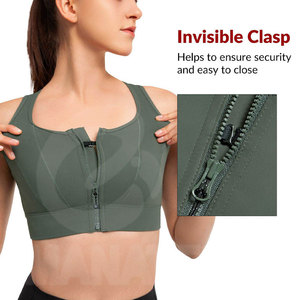 Soutien-gorge de sport à dos nageur à maintien élevé pour l'entraînement, avec patchs personnalisés sur le devant, écologique, respirant, col en U, sans couture, zippé pour femme - Product Image 4