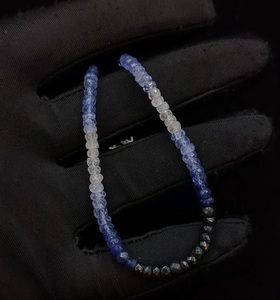 สร้อยคอเงินสีฟ้าแซฟไฟร์สี92.5ลูกปัดเหลี่ยมเพชรพลอยออมเบรของขวัญเครื่องประดับคริสต์มาส - Product Image 2