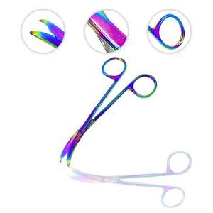 Ciseaux à point de suture avec revêtement en titane multicolore/arc-en-ciel Crochet délicat Parfait pour le retrait de suture, premiers soins par Vaslcare - Product Image 2
