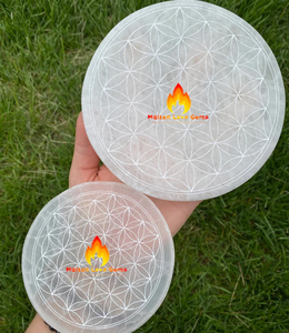 แผ่นเซเลไนต์ธรรมชาติแผ่นฝึกสมาธิแบบกำหนดเองแผ่นหินบำบัดหินจักระเรกิสไตล์โลโก้โยคะ - Product Image 2