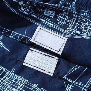 Pantalones cortos de baño para hombre, azul marino, estampado náutico de planos de veleros, protección solar UPF 50 Plus, secado rápido, impermeable, ecológico - Product Image 6