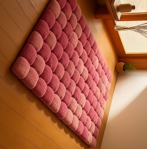 พรมปูพื้นลายก้อนกรวด3D เนื้อนุ่มคุณภาพสูงนำไปตกแต่งห้องนอนพรมเนื้อสัมผัสขนนุ่มสีชมพูลายกุหลาบ - Product Image 4