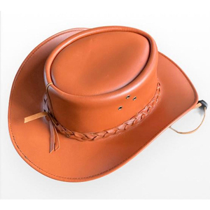 Chapeau de Cowboy Western en cuir marron de qualité supérieure hommes femmes clouté conception Steampunk imprimé Deadman chapeau haut de forme Costume d'Halloween - Product Image 2