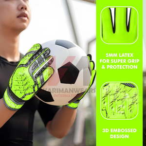 Gants de gardien de but de football, paume en latex haute performance avec protection des doigts, sangle de poignet réglable pour les joueurs professionnels - Product Image 4