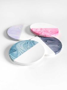 new arrival Stylish Marble <b>resin</b> Drink Coaster Set with Curved Edges Elegant <b>Table</b> Accessory <b>for</b> Beverage Serving - Product Image 6