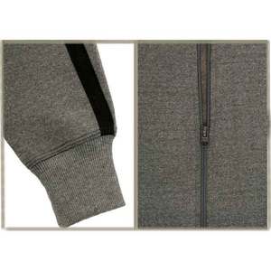 Ensemble de survêtements en molleton de coton 100% pour homme, gris avec rayures noires, fermeture à glissière, vêtements de sport et de sport avec logo - Product Image 3