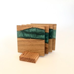 Vente chaude 2024 Sous-verres de service de thé en résine design Résine époxy multifonctionnelle et tapis de thé en bois d'acacia et vaisselle - Product Image 2