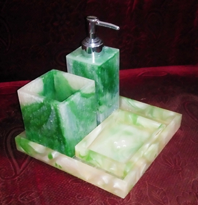 Ensemble de salle de bain en résine de luxe Ensemble d'accessoires Cadeau Cadeaux de mariage Ensemble de 4 pièces de salle de bain en résine époxy usagée - Product Image 3