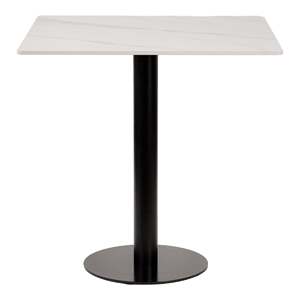 Table de restaurant en pierre frittée blanche, aspect marbre, avec base - Product Image 5