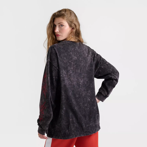 Camiseta pesada de algodón 100% para mujer al por mayor, Top con estampado de dibujos animados impermeable bordado retro personalizado - Product Image 4