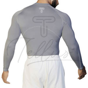 Chemise décontractée pour homme, couleur unie, manches longues, compression, double couche, coupe ajustée, spandex/polyester, séchage rapide - Product Image 2