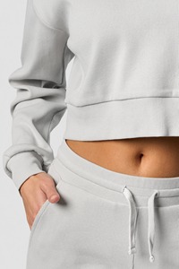 Custom Wholesale Top selling Women Oversized Cropped Hoodie & Jogger Set Premium Fleece Streetwear <b>Tracksuit</b> - Product Image 5