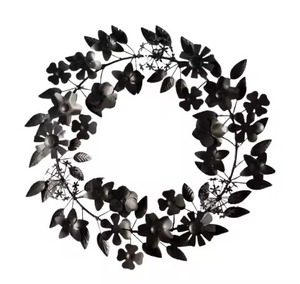 Black Floral <b>Wreath</b> for <b>Christmas</b> Elegant Holiday <b>Door</b> Wall Decoration with Berries Leaves for Home Office Party and Festive Use - Product Image 4