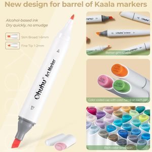 Ohuhu <strong>Colouring</strong> <strong>Pens</strong> Slim Chisel and Fine 24 Colors Artists <strong>Adults</strong> Drawing Professional Designers Kaala Series of Ohuhu Markers - Product Image 6