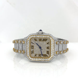 Montres personnalisées en acier inoxydable avec cadran romain de forme carrée, testeur de diamants VVS Moissanite, style Hip Hop - Product Image 1
