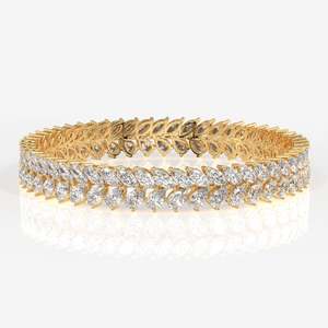 Brazalete de Oro de 9K con Diamantes Moissanite en Corte Pera y Marquesa, Diseño Elegante - Product Image 2