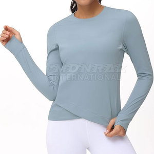 เสื้อรัดรูปน้ำหนักเบาเข้ารูปสำหรับผู้หญิงเสื้อออกกำลังกายสีกำหนดเองได้ระบายอากาศได้แห้งเร็วเป็นมิตรกับสิ่งแวดล้อม - Product Image 1