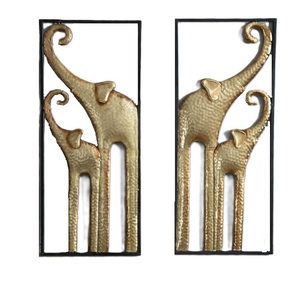 African Elephant Set 2 framed Wall Hanging Art <b>Gold</b> & <b>Black</b> <b>Frame</b> Colour Handmade for Bedroom Living Room Dining Room or Gifting - Product Image 6