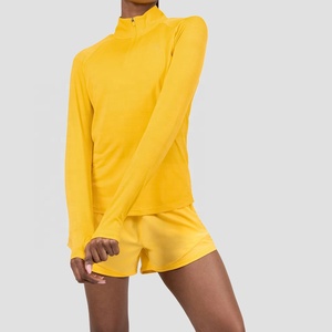 Abrigo deportivo de manga larga con cremallera completa holgada para mujer al por mayor, Chaqueta corta con cremallera para entrenamiento al aire libre para yoga y gimnasio con bolsillos - Product Image 3
