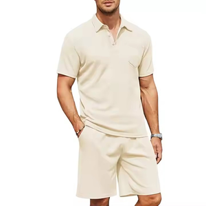 <b>Men's</b> Casual Two-Piece Set Summer <b>Shorts</b> with Full Button Collar Fashionable Clothes Casual <b>Men</b> Suit Set - Product Image 1
