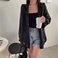 Nueva camisa de verano informal para mujer, camisas de manga larga para mujer, camisas de gran tamaño con cuello vuelto y estilo de algodón 100%