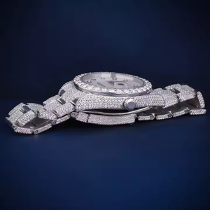 Reloj de Pulsera de Lujo para Hombre, con Diamantes de Imitación VVS, Cuarzo Moissanite, Resistente al Agua, Analógico, Deportivo, de Moda, de Acero Inoxidable, con Esfera Blanca Personalizada - Product Image 3